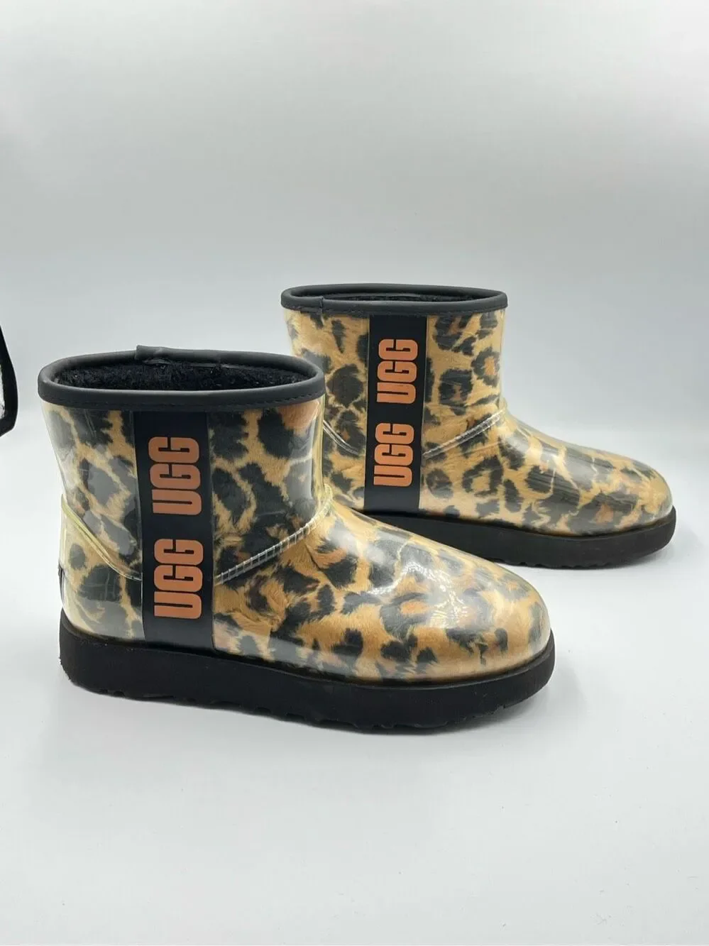UGG Classic Clear Mini Leopard Animal Print Waterproof Boots Women Size US 6